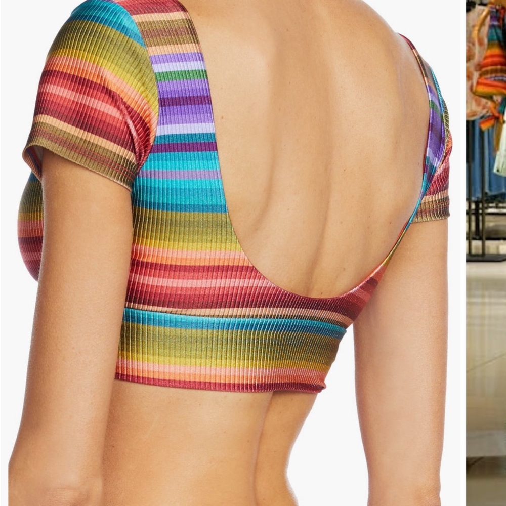 Robin Piccone Colorful Striped Bikini Top and bottom - Picture 3 of 7